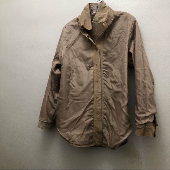 Bagatelle Women's Size M Fully Lined Tan Leather Button Down Shirt - Picture 9 of 12